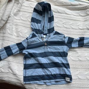 Long sleeved navy/baby blue stripped shirt